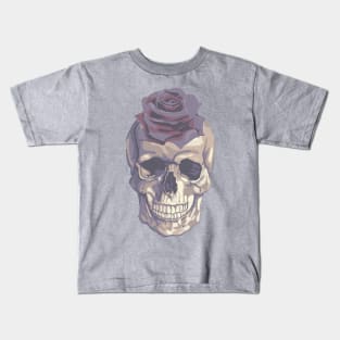 Skull With Flower Head Kids T-Shirt